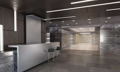 Design of modern office. Mixed media