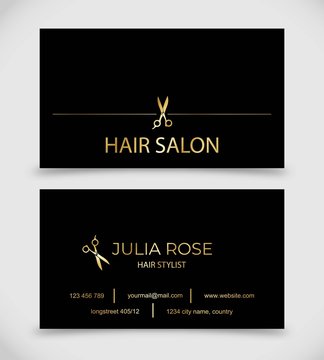 Hair Salon, Hair Stylist business card vector template