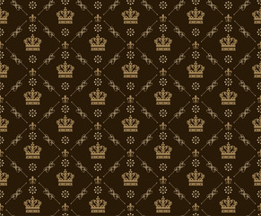Vintage Background, Royal style. Damask. Seamless pattern for design. Dark tone, vector