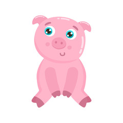 Obraz na płótnie Canvas Cute pig vector illustration. Flat design.