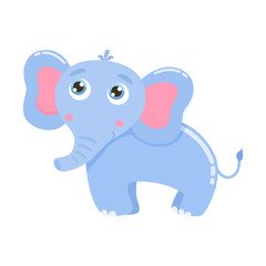 Cute elephant vector illustration. Flat design.