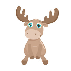 Cute elk vector illustration.  Flat design.