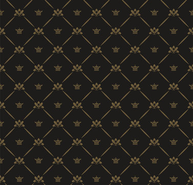 Vintage Background, Royal style. Seamless pattern for design. Dark tone, vector image
