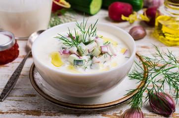 Traditional cold soup with vegetables