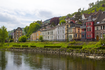 Fototapeta premium The city of Altena and the river Lenne in Germany