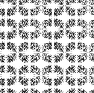 Seamless decoarive pattern with a flwers in a black - white colors