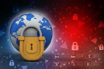 3d rendering world protection concept
