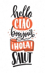 Word Hello in different languages - English, French, Spanish, Italian © Good Studio