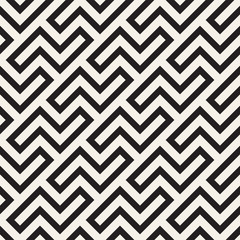 Stylish lines lattice. Ethnic monochrome texture. Abstract geometric background design. Vector seamless pattern.