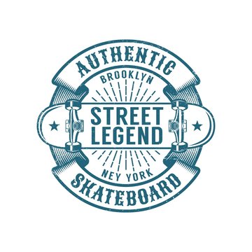 Skateboard Brooklyn retro emblem. Worn textures on a separate layer.