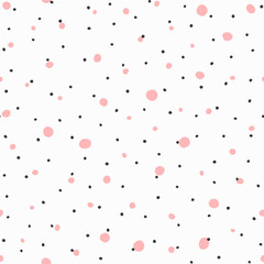 Seamless pattern with small rounded spots. Irregular colored polka dot. Endless girly print.