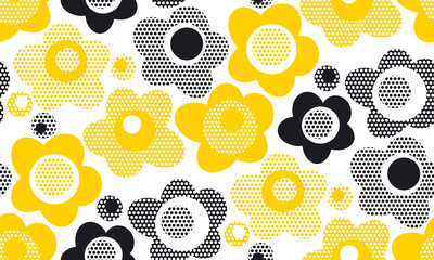 tender gray and yellow floral seamless pattern.