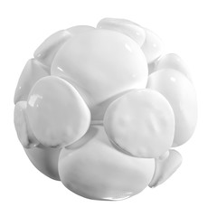 Abstract 3d organic shape. Soft white balls with light reflections. Graphic design element for poster, banner, web and other creative projects. Isolated illustration on white background, square frame