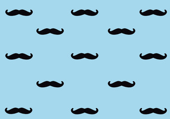 Black mustache on pink background. Mustache pattern