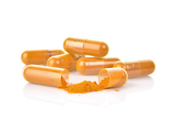 Turmeric Capsule  isolated on white background
