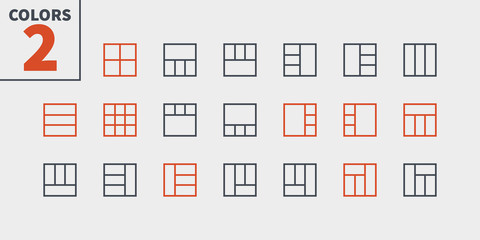 Layout UI Pixel Perfect Well-crafted Vector Thin Line Icons 48x48 Ready for 24x24 Grid for Web Graphics and Apps with Editable Stroke. Simple Minimal Pictogram Part 2-6