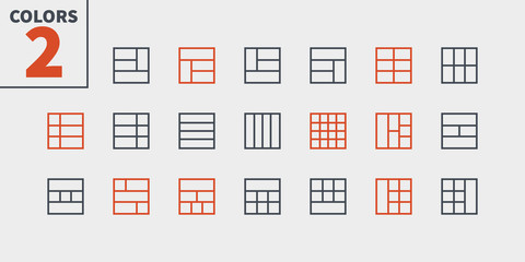 Layout UI Pixel Perfect Well-crafted Vector Thin Line Icons 48x48 Ready for 24x24 Grid for Web Graphics and Apps with Editable Stroke. Simple Minimal Pictogram Part 3-6