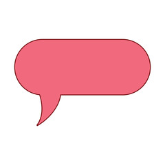 pink speech bubble icon over white background, vector illustration