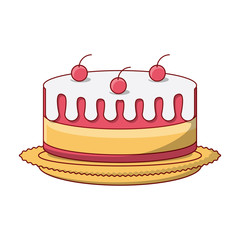birthday cake icon over white background, colorful design. vector illustration