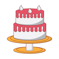 birthday cake icon over white background, colorful design. vector illustration