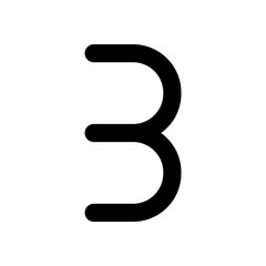 Number three, numeral, simple letter