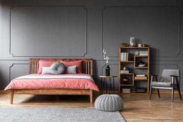Grey elegant bedroom interior