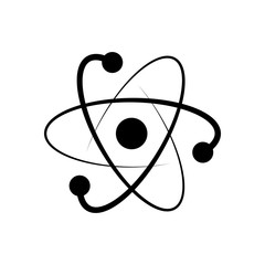 scientific atom symbol, logo, simple icon - obrazy, fototapety, plakaty