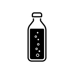 bottle of water with bubbles, simple icon