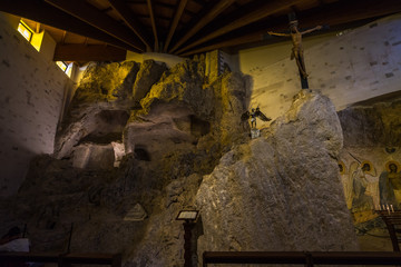 Cave church inside Sanctuary of San Michele Arcangelo, Monte Sant'Angelo, Apulia, Italy