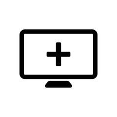 Fototapeta premium computer and medical cross, medical site. simple icon