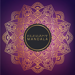 Vector round circle. Mandala style. Decorative element with gold.