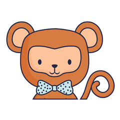 cute monkey icon over white background, colorful design. vector illustration