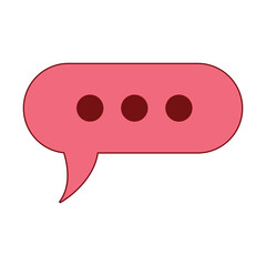 pink speech bubble icon over white background, vector illustration