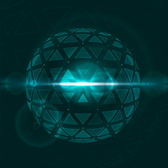 Technology image of globe. Points and triangle shapes constructed the sphere. Graphic concept for your design