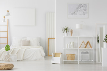 White scandinavian bedroom interior