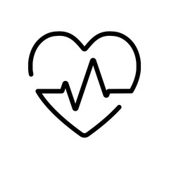 Heart and pulse line. One line style. Linear icon with thin outline