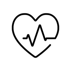 Heart and pulse line. One line style. Linear icon with thin outline