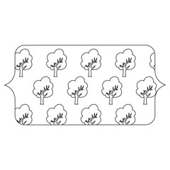 banner with trees pattern over white background, vector illustration