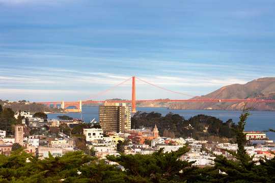 Golden Gate Bridge and Northern side of the city, San Francisco, California, USA