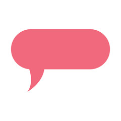 pink speech bubble icon over white background, vector illustration