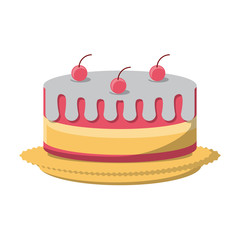 birthday cake icon over white background, colorful design. vector illustration
