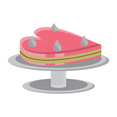 birthday cake in heart shape icon over white background, colorful design. vector illustration