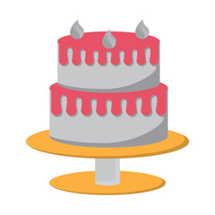 birthday cake icon over white background, colorful design. vector illustration