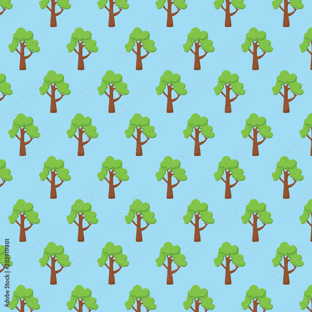 Sticker colorful background of trees design, vector illustration