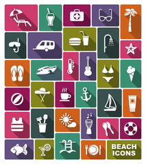 Beach icons. Vector illustration