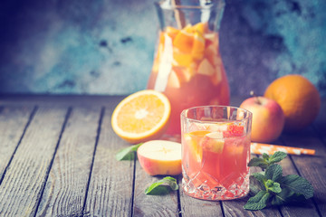Sangria or punch with fruits