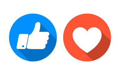 Obraz premium Like and heart icon set. Vector