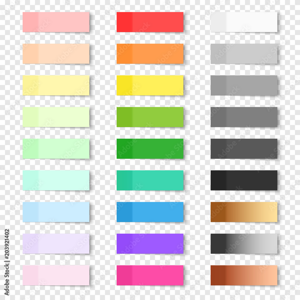 Poster set of sticky notes on transparent background