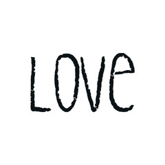 Love - cute unique nursery hand drawn lettering. Kids vector illustration in scandinavian style