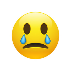 Vector yellow crying emoticon with opened eyes